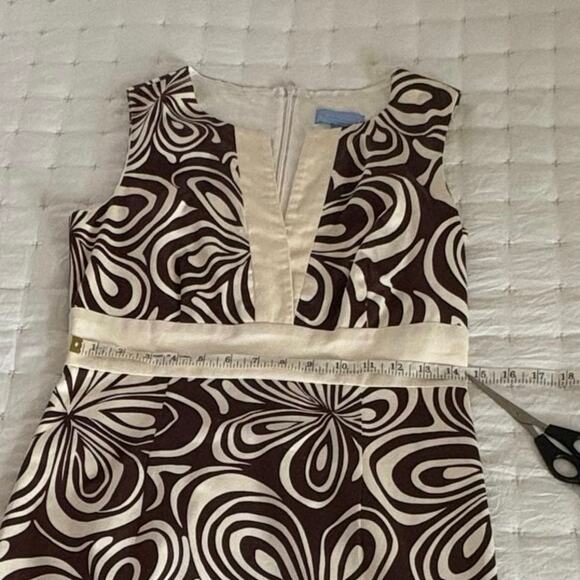 J. McLaughlin Sleeveless Sheath Dress Women's 4 | Brown & Cream | EUC - Picture 11 of 13